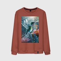 Мужской свитшот Колибри летает у цветка