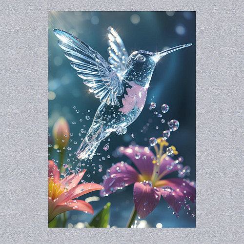 Мужской свитшот Колибри у цветка / Меланж – фото 3