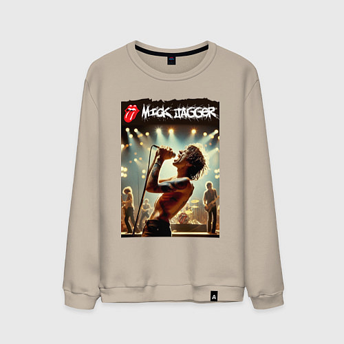 Мужской свитшот Мик Джагер - Роллинг Стоунз / Миндальный – фото 1