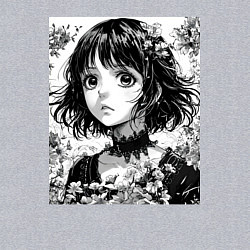 Свитшот хлопковый мужской Аниме девушка портрет черно-белый, цвет: меланж — фото 2