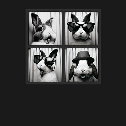 Мужской свитшот Кролик в фотобудке / Черный – фото 3