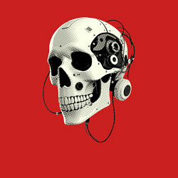 Свитшот хлопковый мужской Кибернетический череп с проводами, цвет: красный — фото 2