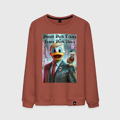 Мужской свитшот Donald Duck Trump and James Duck Vance / Кирпичный – фото 1