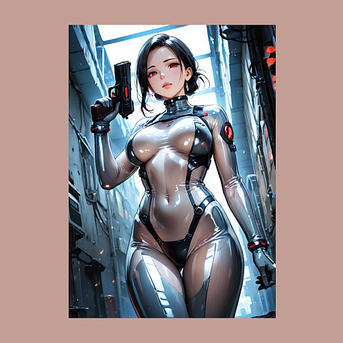 Мужской свитшот Девушка-наемница / Пыльно-розовый – фото 3