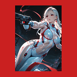 Свитшот хлопковый мужской Девушка-наемница, цвет: красный — фото 2