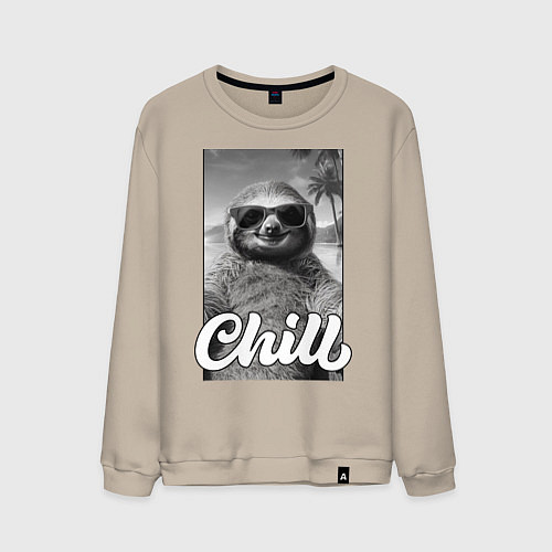Мужской свитшот Sloth - chill - настроение у ленивца чилить в отпу / Миндальный – фото 1
