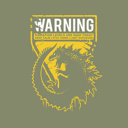 Мужской свитшот Годзилла - предупреждение / Авокадо – фото 3