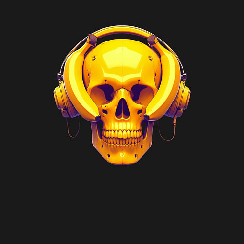 Мужской свитшот Yellow skull and bananas - cyberpunk / Черный – фото 3