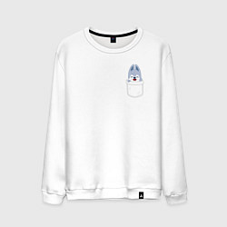 Свитшот хлопковый мужской Wolf Chan in pocket, цвет: белый