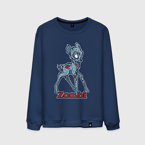 Мужской свитшот Оленёнок зомби / Тёмно-синий – фото 1
