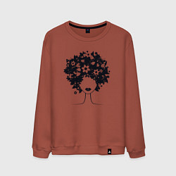 Свитшот хлопковый мужской Цветочная девушка, цвет: кирпичный