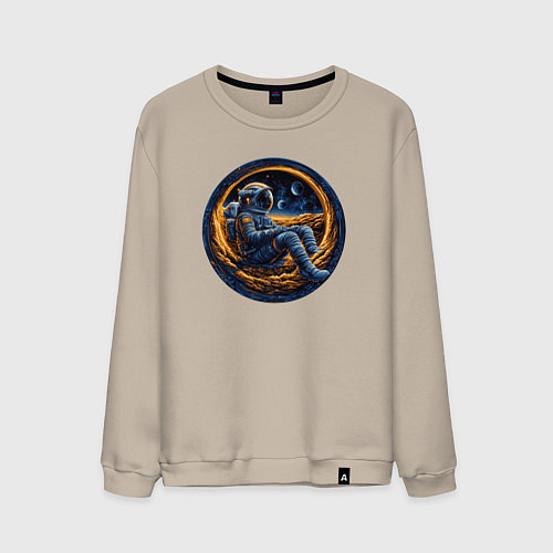 Мужской свитшот Космонавт внутри луны / Миндальный – фото 1