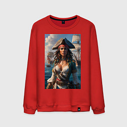 Мужской свитшот Пиратка на фона флотилии кораблей
