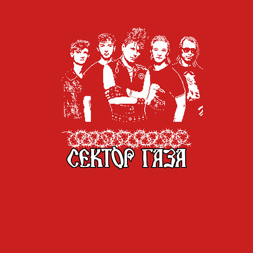 Мужской свитшот Сектор газа пиксельный белый портрет / Красный – фото 3