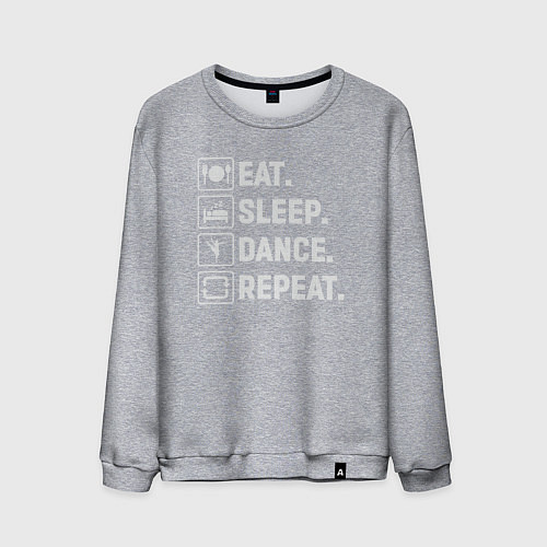 Мужской свитшот Есть спать танцевать повторять / Меланж – фото 1