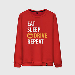 Свитшот хлопковый мужской Eat sleep drive, цвет: красный