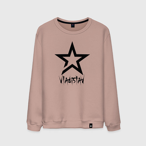 Мужской свитшот Владислав - звезда / Пыльно-розовый – фото 1