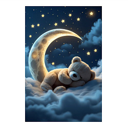 Свитшот хлопковый мужской Плюшевый мишка сидит на Луне, цвет: белый — фото 2