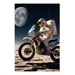 Свитшот хлопковый мужской Космонавт ездит на мотоцикле по Луне, цвет: белый — фото 2