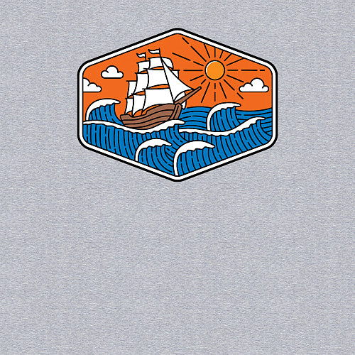 Мужской свитшот Кораблик в океане / Меланж – фото 3