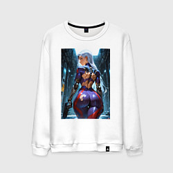 Мужской свитшот Девушка с оружием в киберпанк стиле