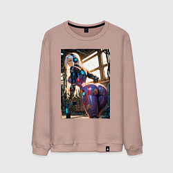 Мужской свитшот Девушка с оружием в киберпанк стиле