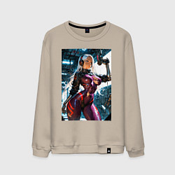 Мужской свитшот Девушка с оружием в киберпанк стиле