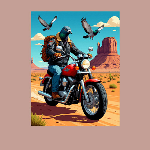 Мужской свитшот Голубь байкер / Пыльно-розовый – фото 3