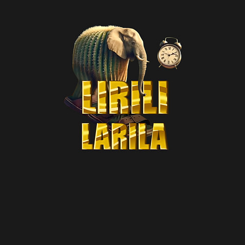 Мужской свитшот Lirili larili - brainrot animals meme / Черный – фото 3