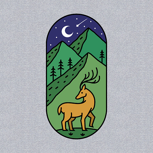 Мужской свитшот Олень и горы / Меланж – фото 3