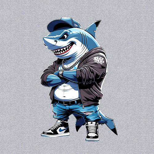 Мужской свитшот Акула в кепке / Меланж – фото 3