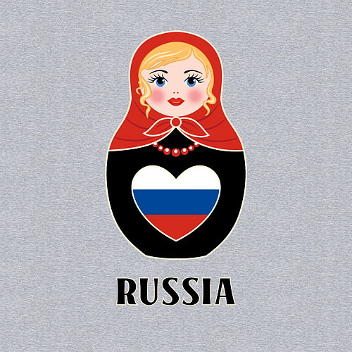 Мужской свитшот Матрёшка с триколором в сердце / Меланж – фото 3