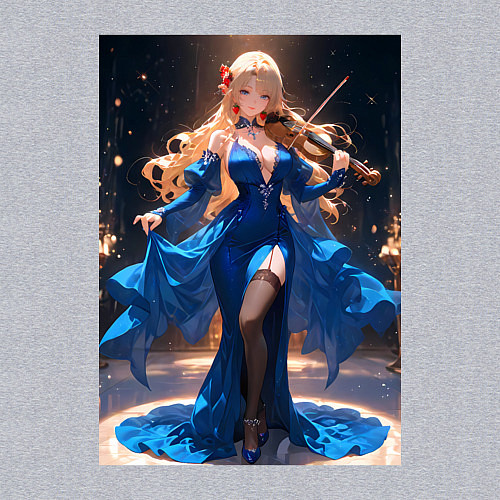 Мужской свитшот Девушка в вечернем платье играет на скрипке / Меланж – фото 3