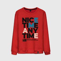 Свитшот хлопковый мужской Nice time any time, цвет: красный