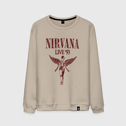 Свитшот хлопковый мужской Нирвана лайв 93, цвет: миндальный