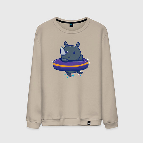 Мужской свитшот Носорог в бассейне / Миндальный – фото 1