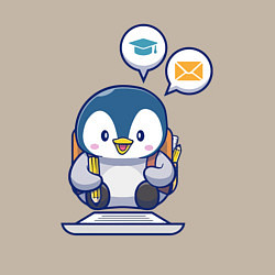 Свитшот хлопковый мужской Пингвин пишет письмо, цвет: миндальный — фото 2