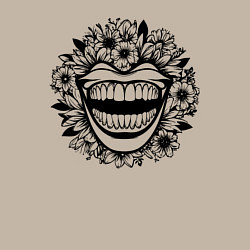 Свитшот хлопковый мужской Злая улыбка в цветах, цвет: миндальный — фото 2