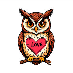 Свитшот хлопковый мужской Сова с сердечком на груди, цвет: белый — фото 2