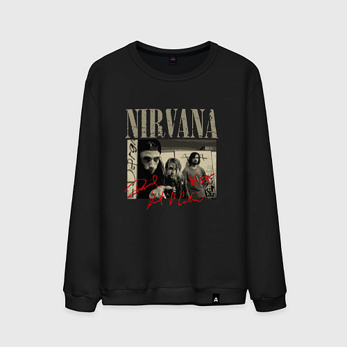 Мужской свитшот Нирвана фото с автографами / Черный – фото 1