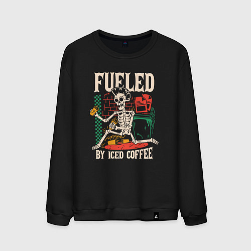 Мужской свитшот Fueled by iced coffee / Черный – фото 1