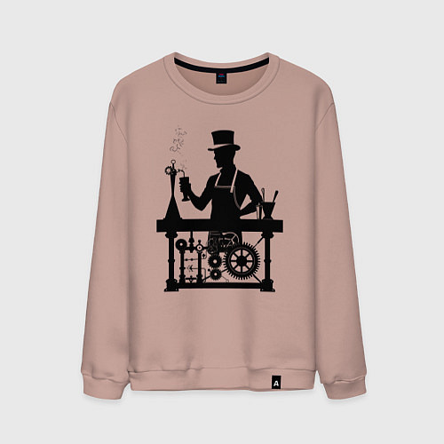Мужской свитшот Бармен стимпанк / Пыльно-розовый – фото 1