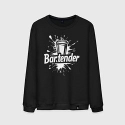 Свитшот хлопковый мужской Бармен коктейльный шейкер, цвет: черный
