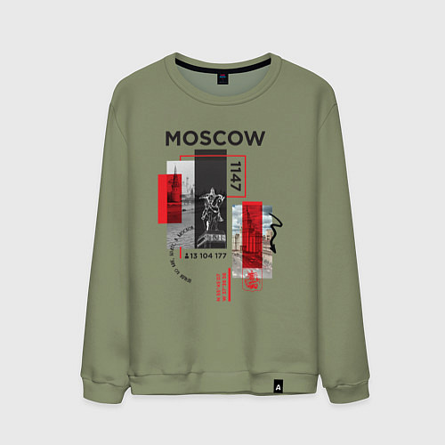 Мужской свитшот Москва коллаж / Авокадо – фото 1