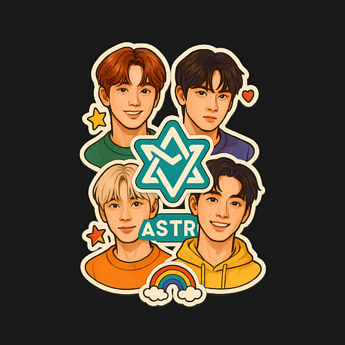 Мужской свитшот Astro в виде стикеров / Черный – фото 3