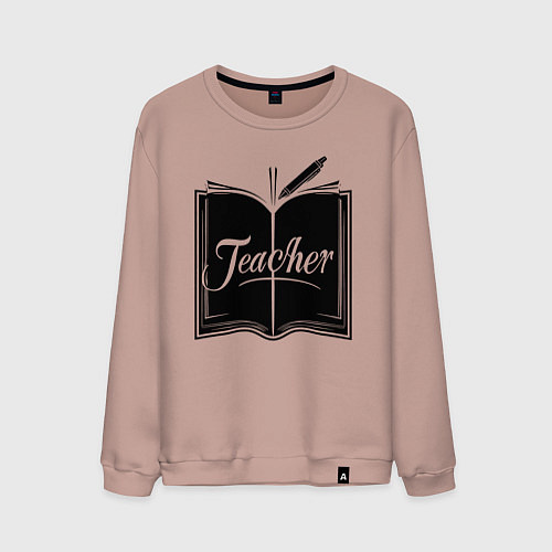 Мужской свитшот Учитель книга и ручкой / Пыльно-розовый – фото 1