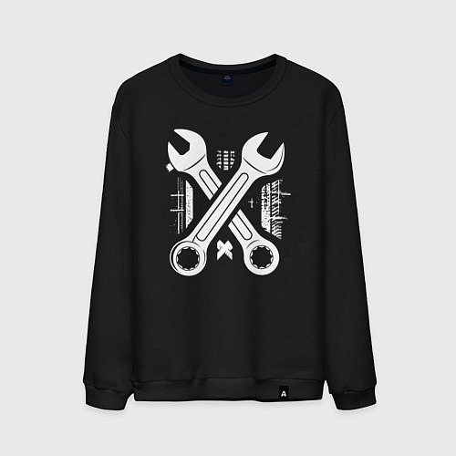 Мужской свитшот Белые рожковые ключи / Черный – фото 1