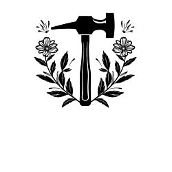 Свитшот хлопковый мужской Молоток в цветах, цвет: белый — фото 2