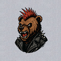 Свитшот хлопковый мужской Медведь панк, цвет: меланж — фото 2