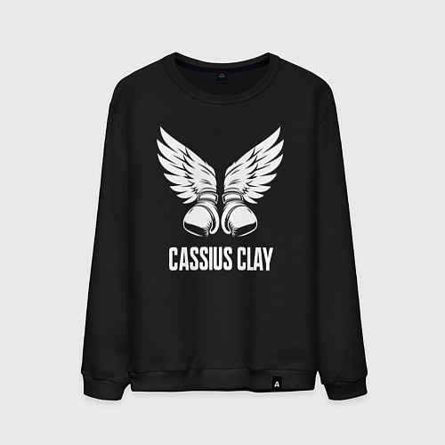Мужской свитшот Крылья и боксёрские перчатки Кассиуса Клея / Черный – фото 1
